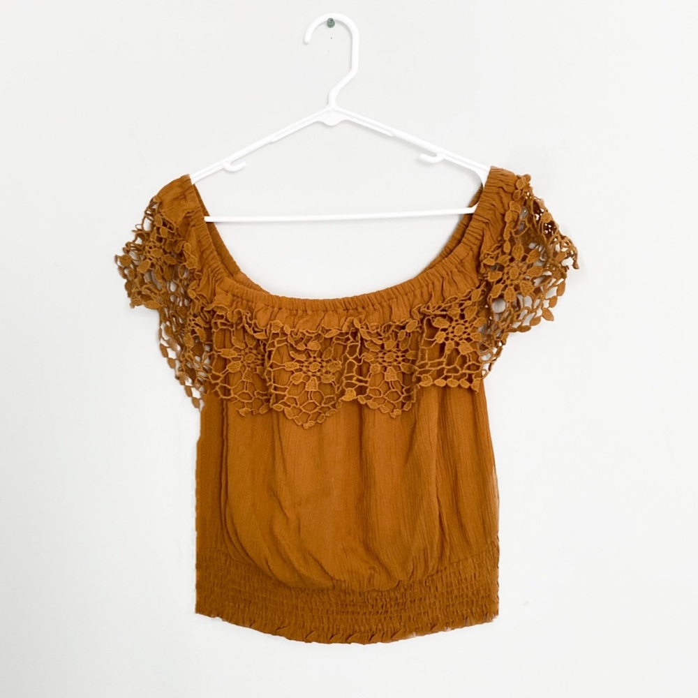 Crochet Ruffle Off Shoulder Top